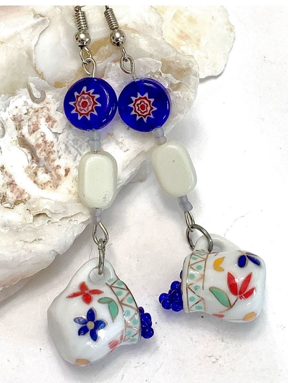 Painted Ceramic Pitcher of Berries Earrings
